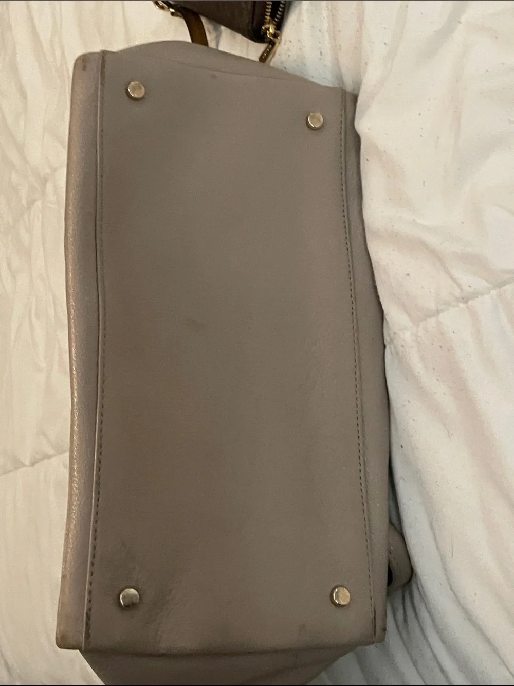 kate spade pebble leather tote in light taupe blush